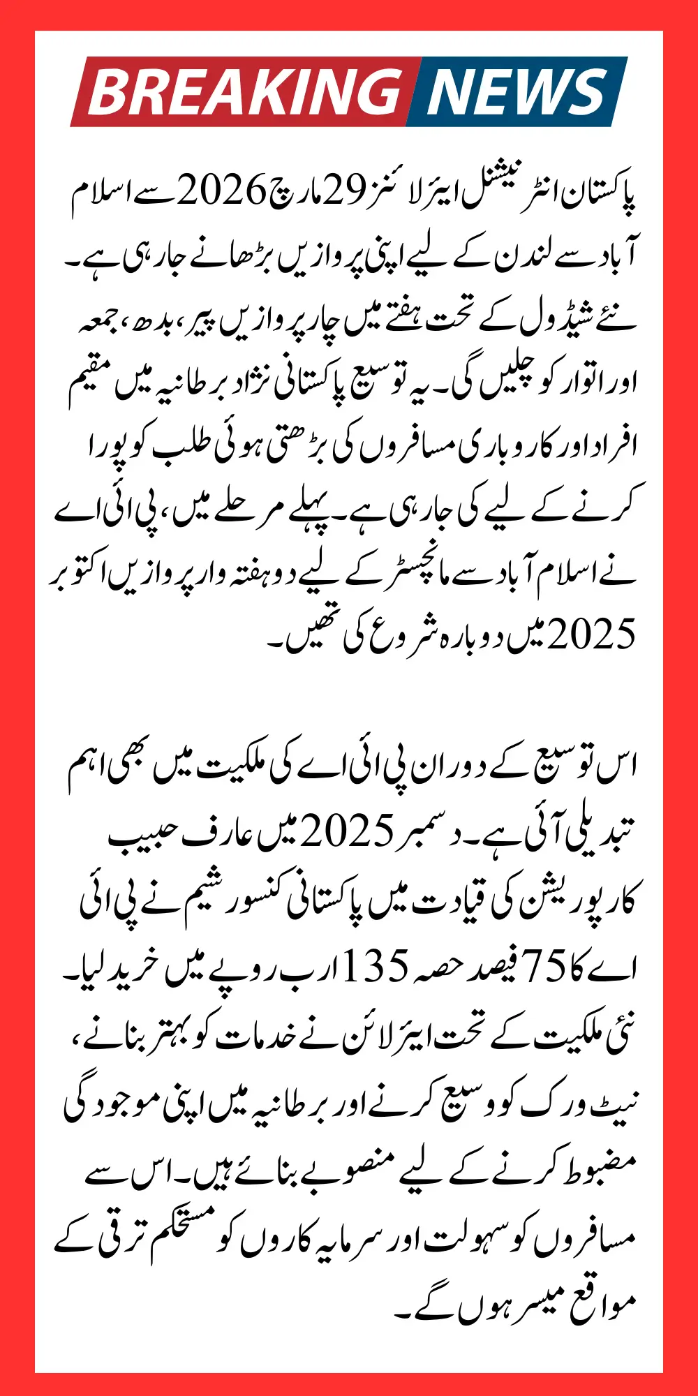 PIA London Operations March 2026 Complete Updates