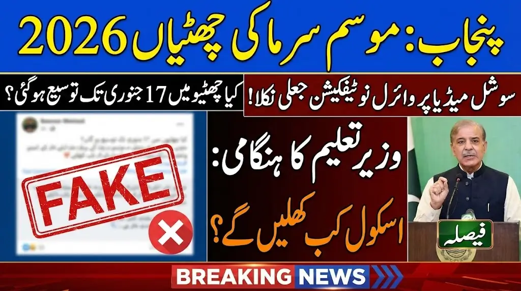 Winter Vacation in Punjab 2026 Notification